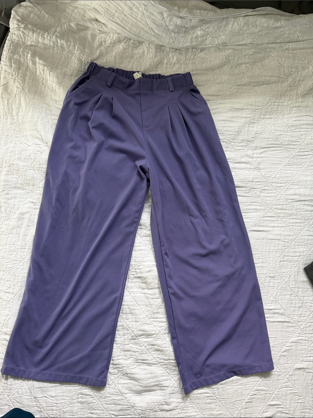 HALARA Lavender High Waisted Pocket Wide Leg Waffle Work Pants